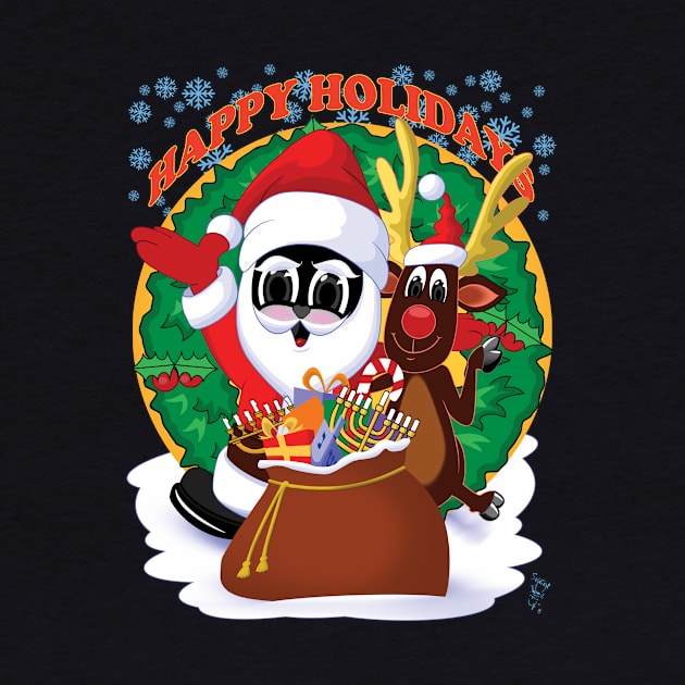 Happy Holidays Zapped Kat Santa and Rudolph by Swoot by Swoot T's